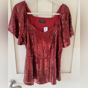 NWT Lane Bryant Red Sequined Top size 12W